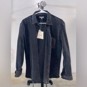 Denim Shacket - Black, Flim-Fit, Stretch